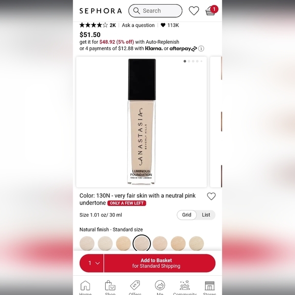 NEW - Anastasia Beverly Hills luminous foundation shade>> 140N - Picture 2 of 5